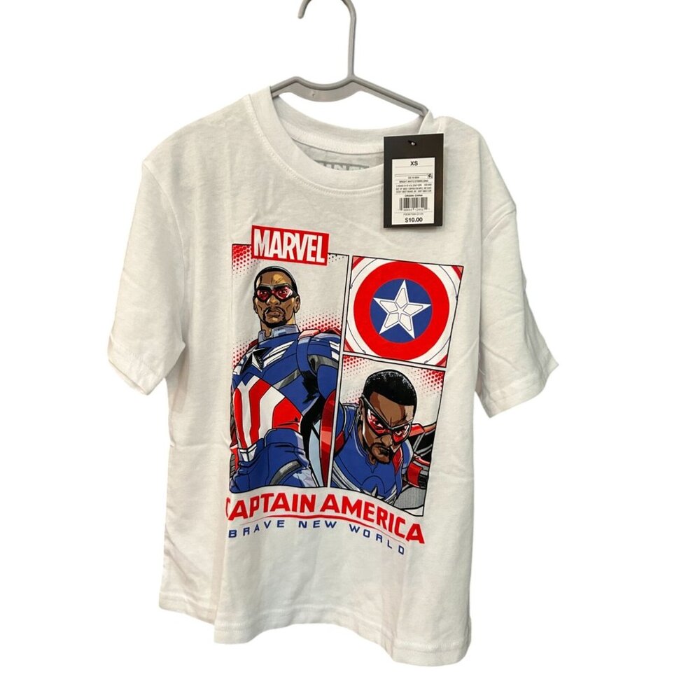 NEW Boys' Marvel Captain America Short Sleeve Graphic T-Shirt - White XS